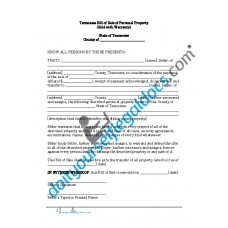 Bill of Sale of Personal Property - Tennessee (Warranty)